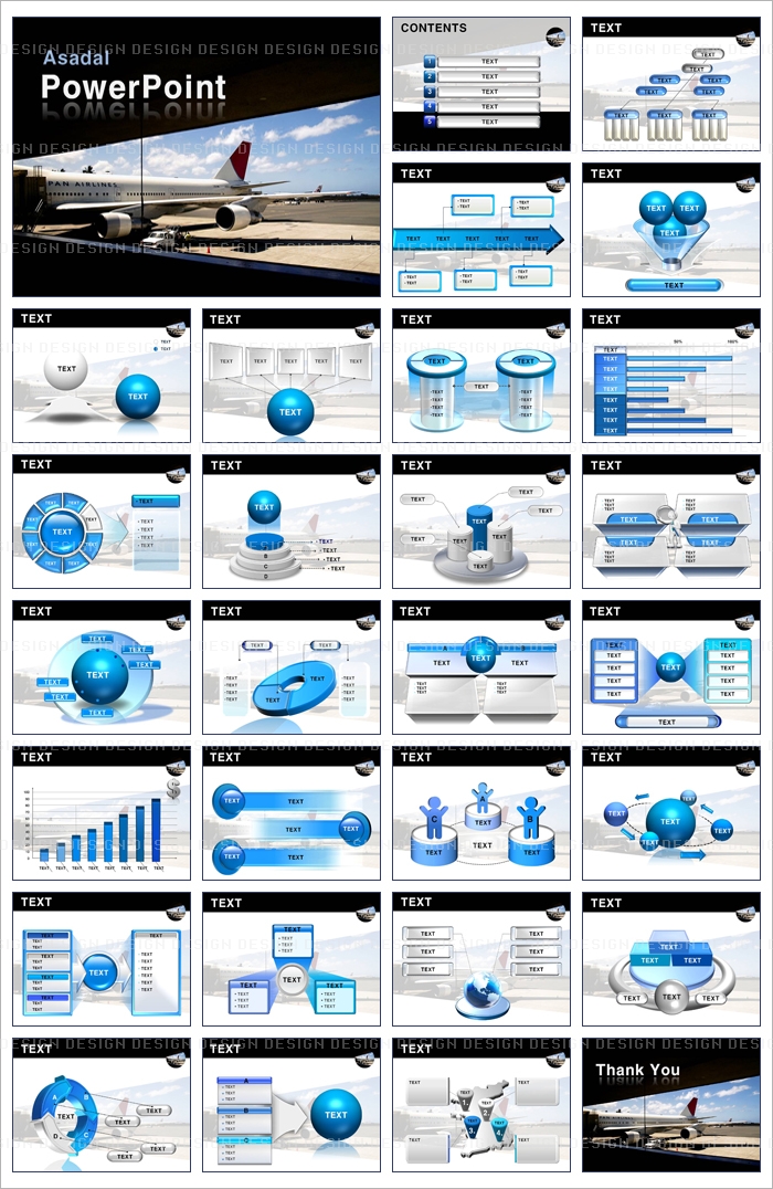 car auto PPT 템플릿 공항의 이륙 대기중인 비행기_001(고감도피티)