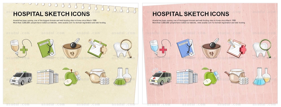 클립아트 PNG이미지 PPT 템플릿 1종_병원 스케치 아이콘_0012(하늘피티)