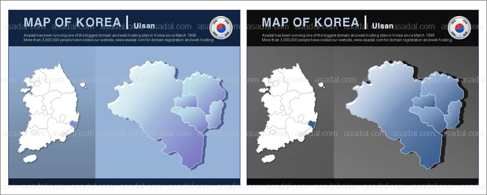 세계지도 생명 PPT 템플릿 1종 울산 지도형_0012(비토피티)