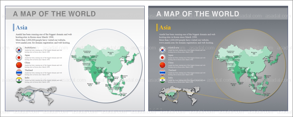 한국지도 세계지도 PPT 템플릿 1종_아시아 지도형_0005(드림피티)