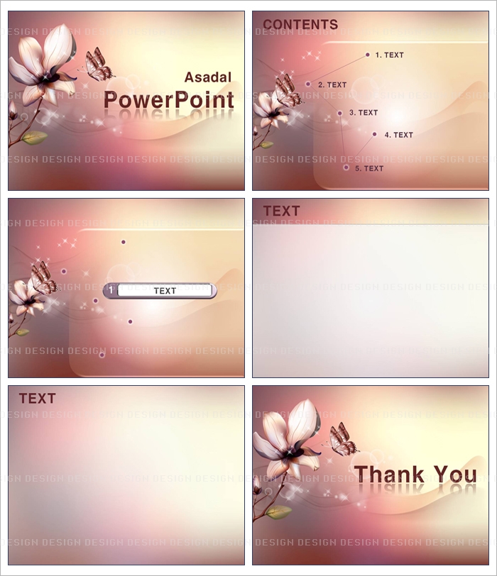 그래픽 graphic PPT 템플릿 배경_은은한 느낌 꽃과 나비_001(고감도피티)