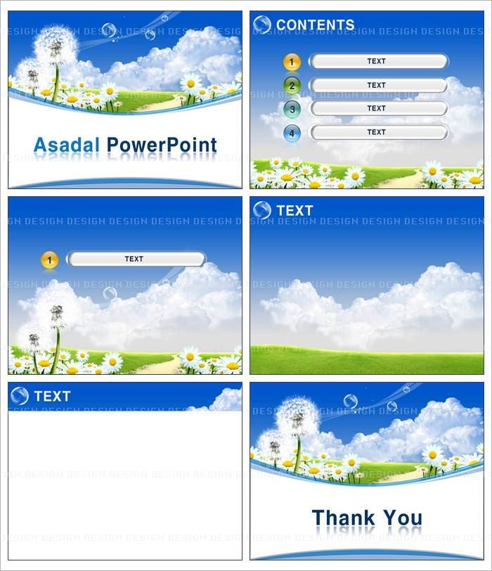 tree forest PPT 템플릿 배경_맑게 개인 들판과 민들레홀씨_001(굿피티)