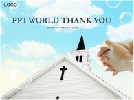 템플릿배경 파워포인트배경 PPT 템플릿 푸른하늘 속 교회와 기도하는 손_슬라이드4