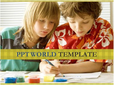 외국인 어린이 PPT 템플릿 미술시간 모습 템플릿