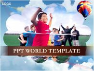 하늘 열기구 PPT 템플릿 체육활동과 아이들_슬라이드1