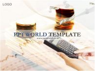 동전 돈 PPT 템플릿 브라운 배경 속 계산기를 든 손_슬라이드1