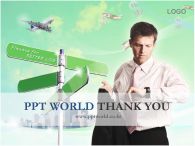 돈 지폐 PPT 템플릿 연두빛 배경 속 비지니스맨과 빌딩_슬라이드16