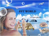 바다거북 갈매기 PPT 템플릿 바닷가에서 거북을 찍는 여자_슬라이드16