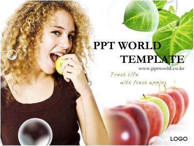 사과를 먹는 apple PPT 템플릿 신선한 느낌의 사과 템플릿
