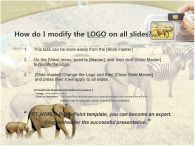 코뿔소 코끼리와 코뿔소 PPT 템플릿 아프리카의 동물과 사진찍는 손_슬라이드2