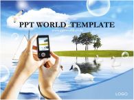 푸른호수 보트 PPT 템플릿 호수의 백조와 사진 찍는 손_슬라이드1