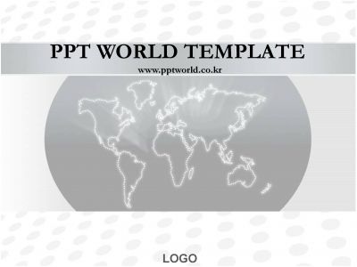 물방울 배경 PPT 템플릿 회색배경의 세계지도(메인)