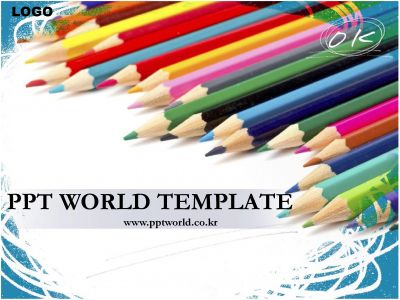 연필 배경 PPT 템플릿 색연필이 있는 템플릿