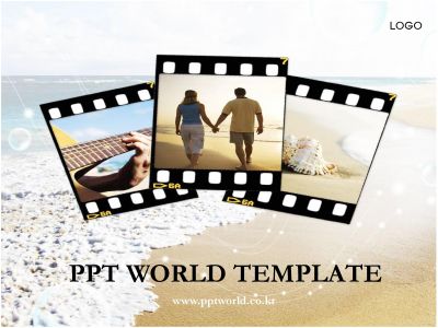 사진 프레임 PPT 템플릿 지난 여름, 바닷가의 추억과 사진프레임(메인)