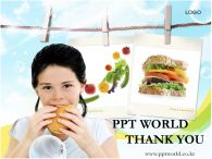 소녀 음식 PPT 템플릿 화사한 배경 속 샌드위치 먹는 소녀_슬라이드4