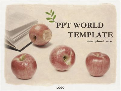 교육자료 사과와 책이있는 풍경 PPT 템플릿 사과와 책이있는 풍경