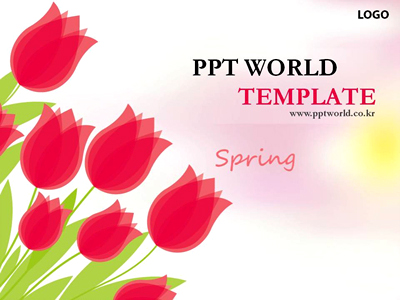 핑크 디자인 PPT 템플릿 봄의 꽃 튤립이 있는 템플릿
