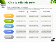 녹색 장판 PPT 템플릿 돌위의 나뭇잎과 물한잔의 여유_슬라이드7