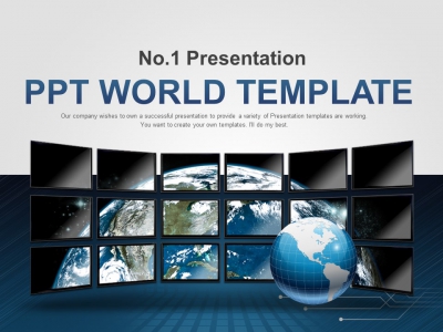 행성 별 PPT 템플릿 푸른 지구와 인공위성 스크린(자동완성형포함)_슬라이드1