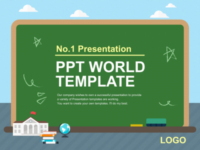 학교 칠판 일러스트(자동완성형포함) 파워포인트 PPT 템플릿 디자인(메인)