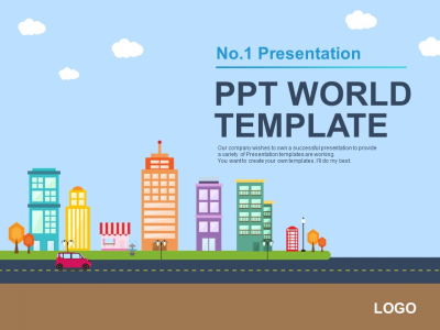 알록달록 건물 일러스트(자동완성형포함) 파워포인트 PPT 템플릿 디자인