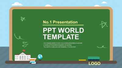 학교 칠판 일러스트 와이드형 (자동완성형포함) 파워포인트 PPT 템플릿 디자인(메인)